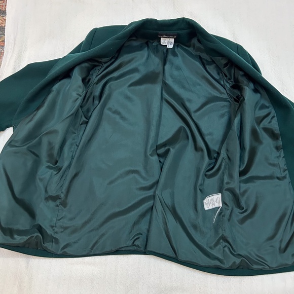 VINTAGE SAG HARBOR Hunter Green Wool Single Button Blazer - sz 14 - M - Picture 9 of 9